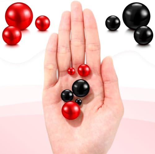 Junkin 300 Pcs Faux Pearl Vase Filler No Hole Beads, Black and Red