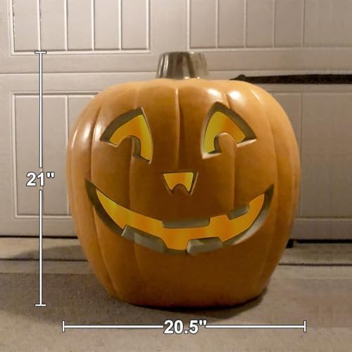 20" Jack-O-Lantern Halloween Plastic Pumpkin Lantern Jack o Lanterns Lighted Pumpkin Decorations with LED Bulb for Indoor/Outdoor Decoration