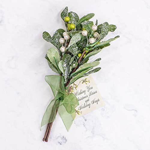 Elanze Designs Mistletoe Berry Festive Green 10 inch Artificial Christmas Flower Sprig
