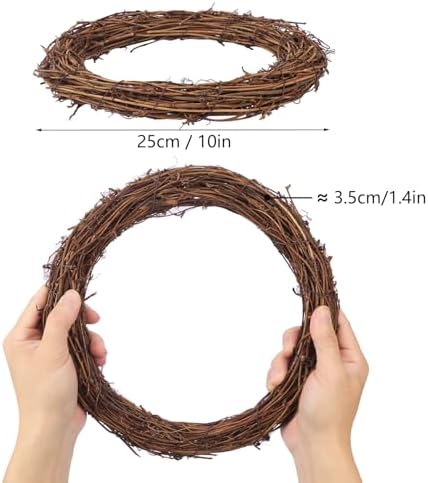 8 PCS 10 Inch Natural Grapevine Wreaths, Round Rattan Wreath Grapevines Wreath Bulk, Grape Vine Wreaths for DIY Crafts, Festival, Christmas, Wedding, Restaurant & Home Decoration
