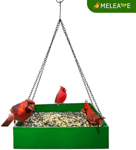 Bird Feeders for Outdoors, Platform Bird Feeder for Outside, Large Capacity 3.5 lbs(Green)