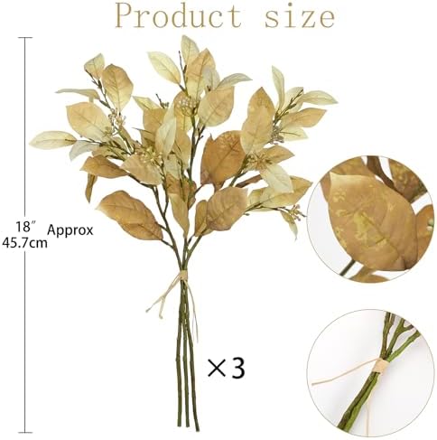 18" Artificial Fall Euonymus Leave Bundles with Flower Seeds Branches 3 Pcs