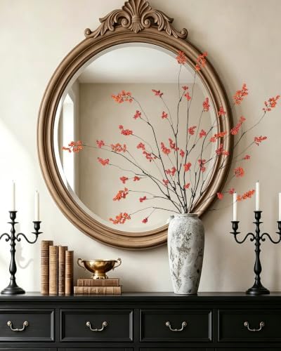 DuHouse 6Pcs 37.4" Faux Fall Berry Stems, Orange Red Thanksgiving Decor