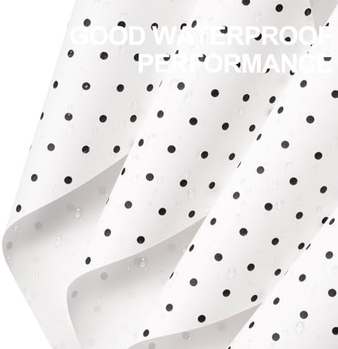 WRAPAHOLIC 20 Sheets Flower Wrapping Paper - 22.4 x 22.4 inch White and Black Polka Dots Water-Resistant Floral Bouquet Wrapping Paper, Florist Supplies Packaging for Wedding Birthday Gift DIY