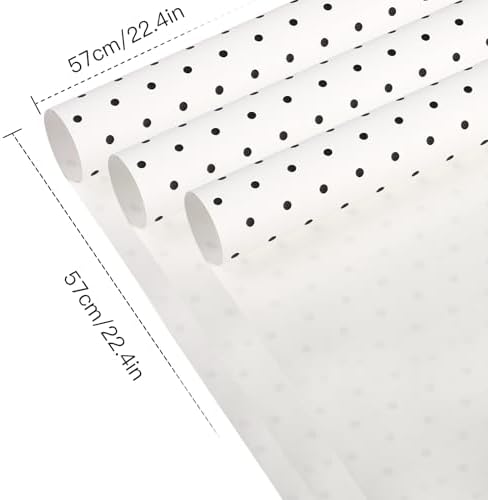 WRAPAHOLIC 20 Sheets Flower Wrapping Paper - 22.4 x 22.4 inch White and Black Polka Dots Water-Resistant Floral Bouquet Wrapping Paper, Florist Supplies Packaging for Wedding Birthday Gift DIY