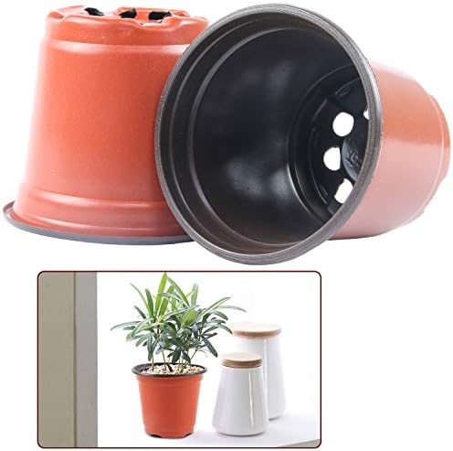 Augshy 150 Pcs 4Inches Plastic Plants Nursery Pot, Seed Starting Pots
