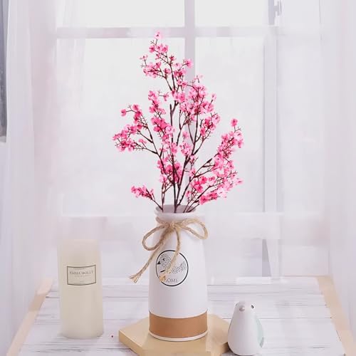 5 Pcs Fake Flowers, Real Touch Babys Breath Artificial Flowers, Pink