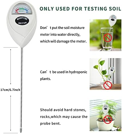 Censinda Soil Moisture Meter, Soil Moisture Monitor for House Plants, Soil Hygrometer Moisture Sensor for Indoor & Outdoor, Garden, Farm, Lawn Plant Care, No Battery Needed(White)