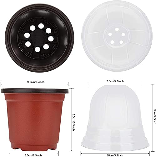 MIXC Nursery Pots with Humidity Dome, 4" Seed Starting Pot 30 Pack, Red