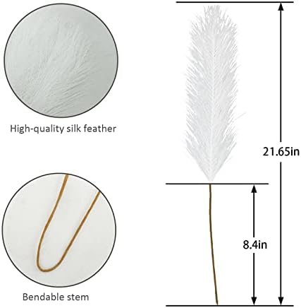 obbsie 150PCS White Faux Pampas Grass Decor, 21.6" Fluffy Vase Filler