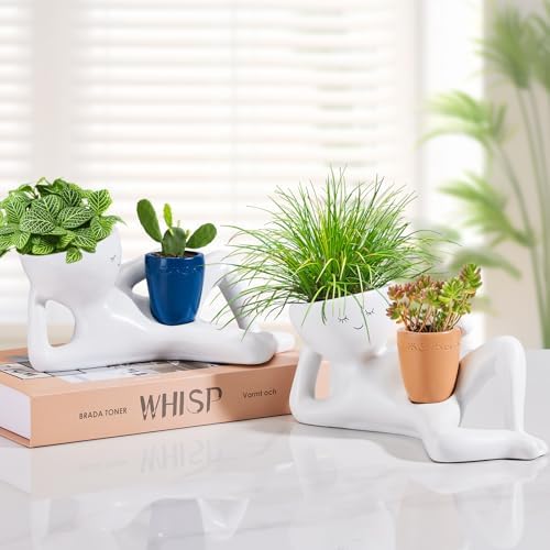 Funny Plant Pots,Lazy Guy Planter Cute Planters for Indoor Pants