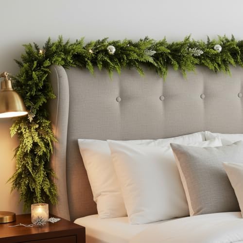 2 Pcs 6 FT Christmas Cedar Garland, Real Touch Greenery