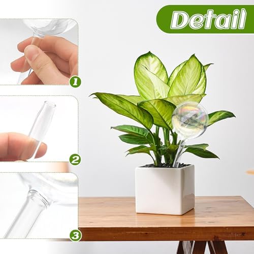 6PCS Plant Watering Globes,Iridescent Rainbow Clear Watering Bulbs,Glass Self Watering Planter Insert,Watering Bulbs for Flowerpot,Indoor,Outdoor,Hanging Plants Home Garden(3 Large+3 Small)