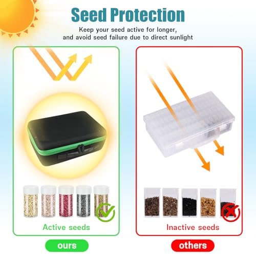 Seed Storage Organizer Box with 104 Bottles & Envelopes