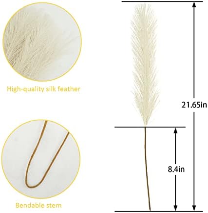 obbsie 50PCS Beige Faux Pampas Grass Decor, 21.6" Fluffy Vase Filler