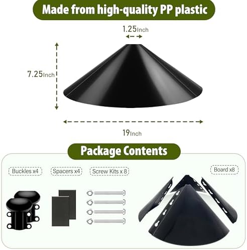Squirrel Baffle,19-Inch Squirrel Baffle for Bird Feeder Pole,Squirrel-Proofs for Outdoor Shepherd's Hooks，Outside Pole Mount Squirrels Guard(Black 4 Pack