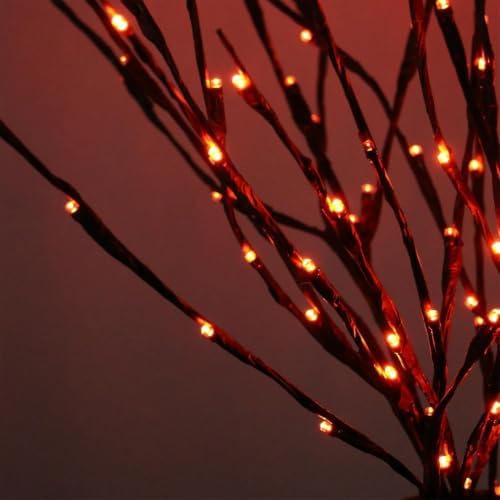 DK177 4Pack Led Branch Light Battery Operated Lighted Branch Vase Filler Willow Tree Artificial Little Twig Power Brown 30 Inch 20 LED for Home Romantic Decoration, 4Pack Orenge-Light