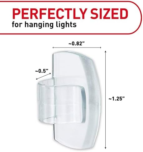 Command Damage Free Hanging Light Clips with Adhesive Strips, No Tools Mini Wall Hooks for Hanging Decorations in Living Spaces, 16 Clips, 20 Strips