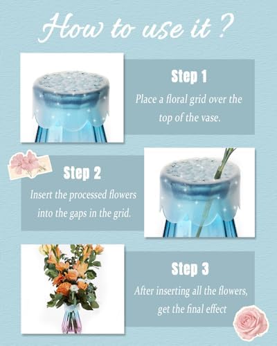 Bulgeiy Silicone Flower Arranging Grid, Flexible Reusable Blossom Stem Holder for Vases, Easy DIY Floral Arrangement Tool for Ikebana, Weddings & Home Decor(2 Pcs)