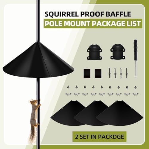 2 Pack Squirrel Baffle for Bird Feeder Pole, Outside Pole Mount Bird House Guard for Outdoor Shepherd’s Hook (2 Pack-16 inch)