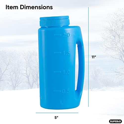 Superio Ice Melt Salt Spreader Handheld Shaker for Lawn Seed, Salt, Ice Melt, Calcium, Deicer Shaker 2 Liter, Adjustable Hole Size, Handy for Fertilizer Lawn Seed Salt to Deice (Blue 2-Pack)