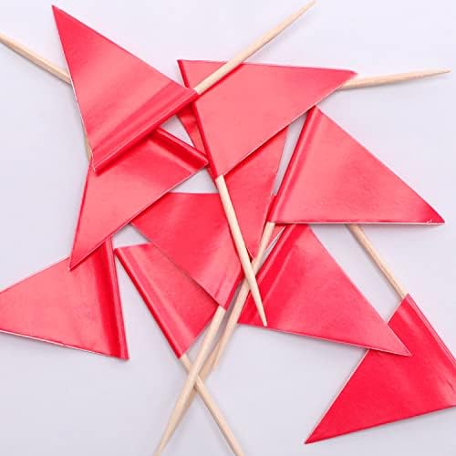 stidsds Solid Pink Cupcake Toppers Flags Mini Small Plain Pink Triangle Toothpick Stick Flag Blank DIY Color Decoration(100 pcs)