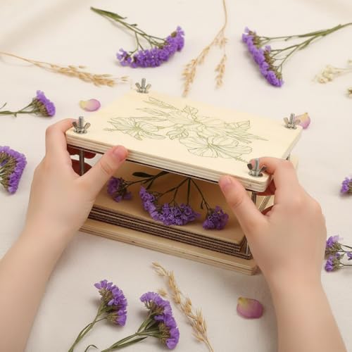 FOCHIER F Flower Press Kit for Adults & Kids, Extra Large Wooden Flower Press Kit with Tools, 30 Blotting Papers, for Pressed Flowers, Resin Art, DIY Crafts & Flower Preservation