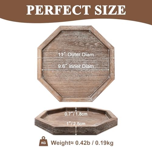 Rustic Candle Holder Plate Small Wooden Decorative Tray for Coffee Table
