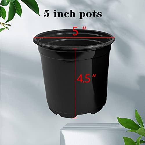 RAOOKIF 100 Pack Nursery Pots, 4 5 6 Inch Nursery Pot for Plants, Plastic Plant Pots with Drainage Holes, Garden Flower Pots for Transplanting, Succulents, Cuttings, Seedlings(5inch,100pcs)