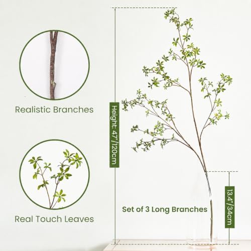 Avoeco 3 Pack 47 Inch Tall Real Touch Faux Enkianthus Fall Branches