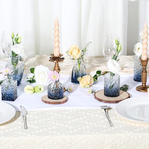 24PCS Mini Bud Vases As Wedding Centerpieces for Tables,Clear Bud Vases for Flowers,Small Flower Vases Suitable for Birthday Party,Anniversary,Wedding Reception,Baby Shower (Blue)