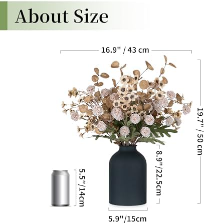 BLOSMON Beige Faux Flowers in Vase for Dining Table Centerpiece Decor
