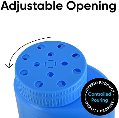 Superio Handheld Spreader for Lawn and Garden Seed, Fertilizer and Ice Melt Spreader 2 Liter, Adjustable Hole Size
