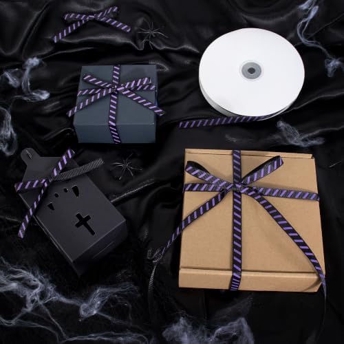 Halloween Ribbon for Crafts Black and Purple Grosgrain 71 Yard