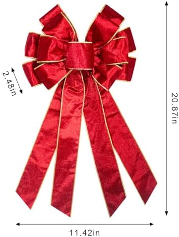 Large Christmas Bow for Wreath, Xmas Red Velvet Bows Winter Holiday Tree Topper Bow for Front Door Wall Indoor Outdoor Christmas Party Decoration Supplies