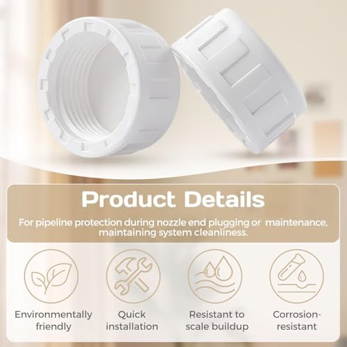 1/2" PVC Sprinkler Cap 12PCS End Female Thread Pipe Plug Adapter for Irrigation,DIY Projects,Sprinkler Head Cap,Plumbing Repair,Sturdy Construction With Easy Installation (1/2in White)