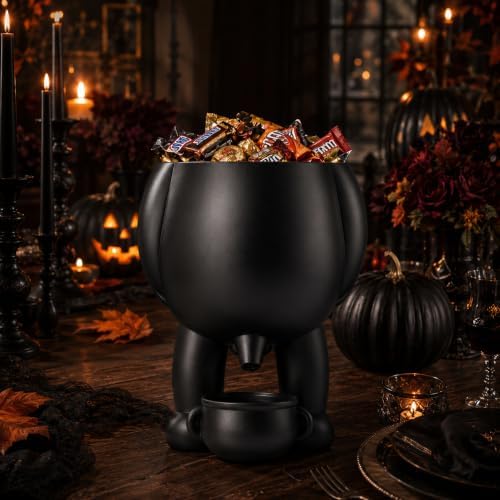 Halloween Novelty Candy Bowl Black Cauldron Trick Or Treat Dish Party Décor