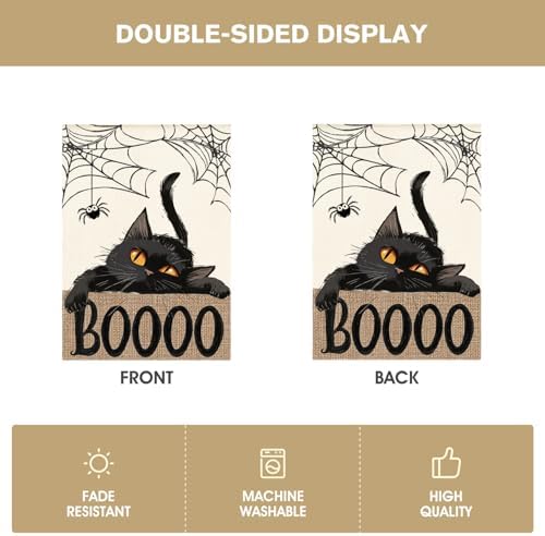 AVOIN colorlife Black Cat Halloween House Flag for Outside 28x40 Inch