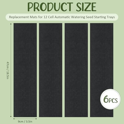 Willinglong 6 Pcs 12-Cell Replacement Capillary Mats, Self Watering Seed Starting Tray Watering Mat for Indoor Greenhouse Gardening (18.5 x 3.54 Inches)