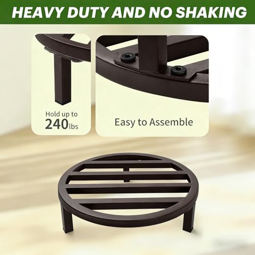 3 Pack 12 Inch Metal Plant Stands Outdoor Indoor Pot Riser,Coffee