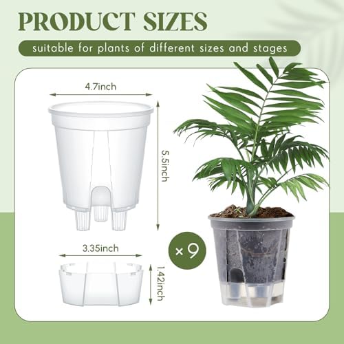 Wonderjune Self Watering Planter, 4.72'', Clear, 9 Pcs