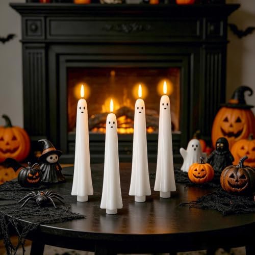 Ghost Flameless LED Taper Candles Battery Operated Remote Timer