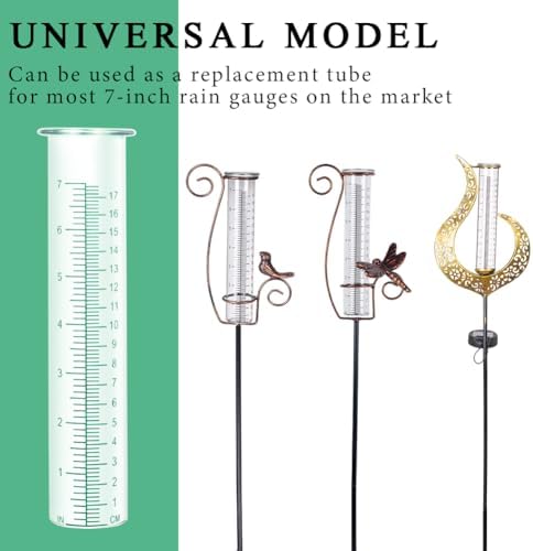 7'' Capacity Rain Gauge Replacement Tube Glass, 2 Pcs