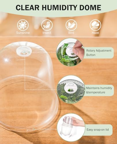 homenote 5 Inch Clear Nursery Pots with Humidity Domes and Labels (15 Pcs)