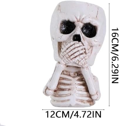 JOYO Halloween Planter Pot Decor - Skeleton Flower Planter Pot,Pumpkin Bucket Vase,Cute Skull Bucket Vase,Skull Candy Bowl Gothic Ornaments for Home Indoor Outdoor Garden (03 Cute Skull)
