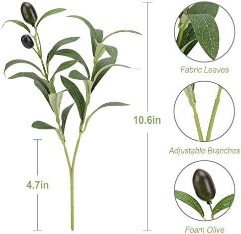 100PCS 10in Faux Olive Leaves Stems Bulk for Wedding Hotel Decor