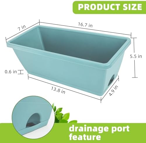 LOCONHA 7 Pack Window Box Planter, Plastic Vegetable Flower Planters Boxes