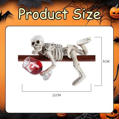Halloween Decor Skull Statue Red Wine Cup Resin Skeleton Figurine