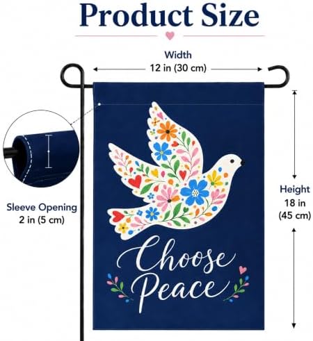 Choose Peace Garden Flag - Floral Dove Yard Flag for Summer Decorations