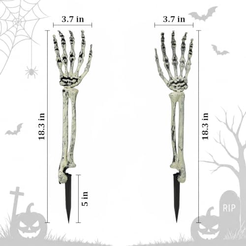 12PCS Realistic Skeleton Hands Stakes, Halloween Outdoor Yard Lawn Decor